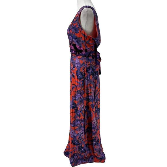 Anthropologie MAEVE Macie Maxi Dress Purple Floral Print Orange Purple Sz US 6 - Picture 5 of 14